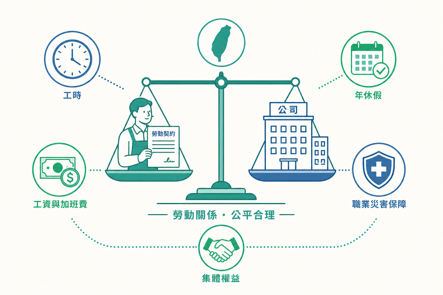 勞動法概念示意圖