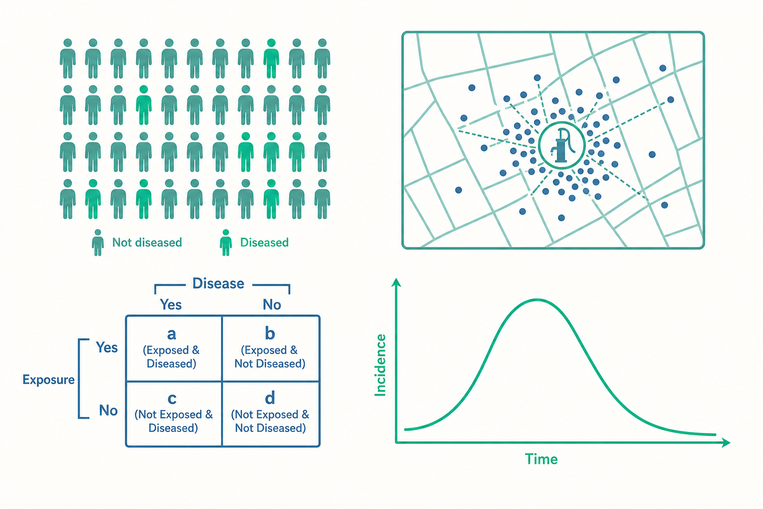 流行病學概念示意圖