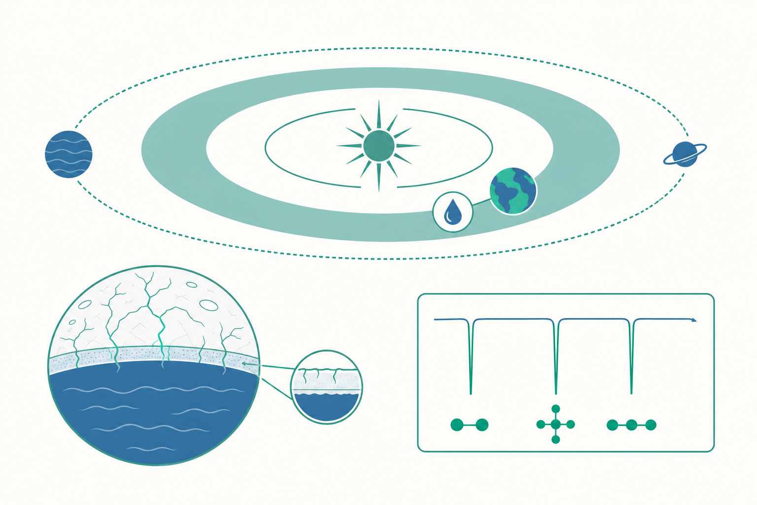 地外生命與天文生物學概念示意圖